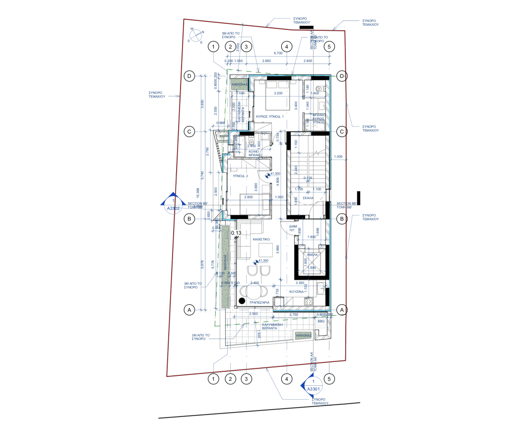 Plans for luxury 2 bedroom apartments in the center of Paphos town for sale, Cyprus.