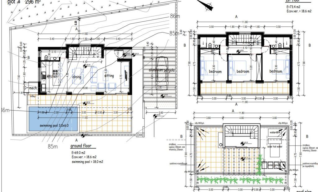 Plans for luxury villas for sale located in Kissonerga, Paphos, Cyprus.