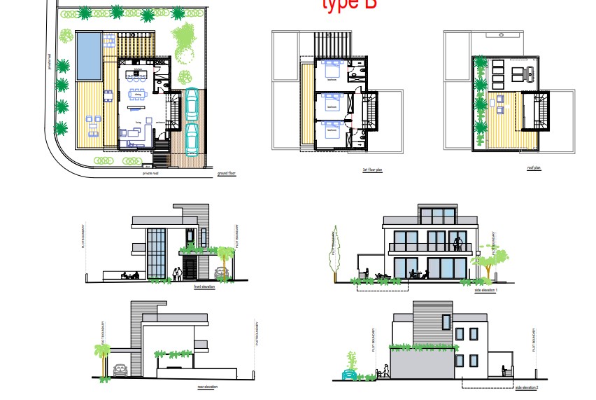 Plans for Luxury villas for sale in Yeroskipou, Paphos, Cyprus.