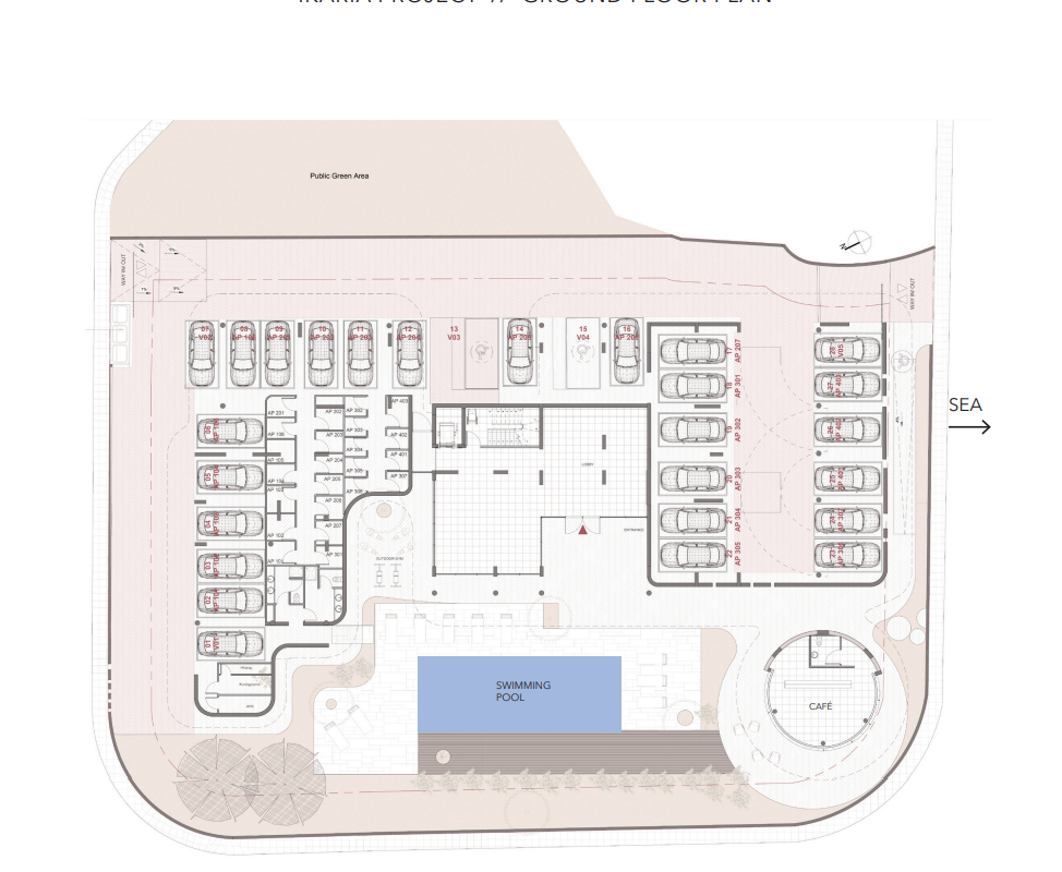 Plans for luxury new apartments built 600m from the sea in Paphos, Cyprus.