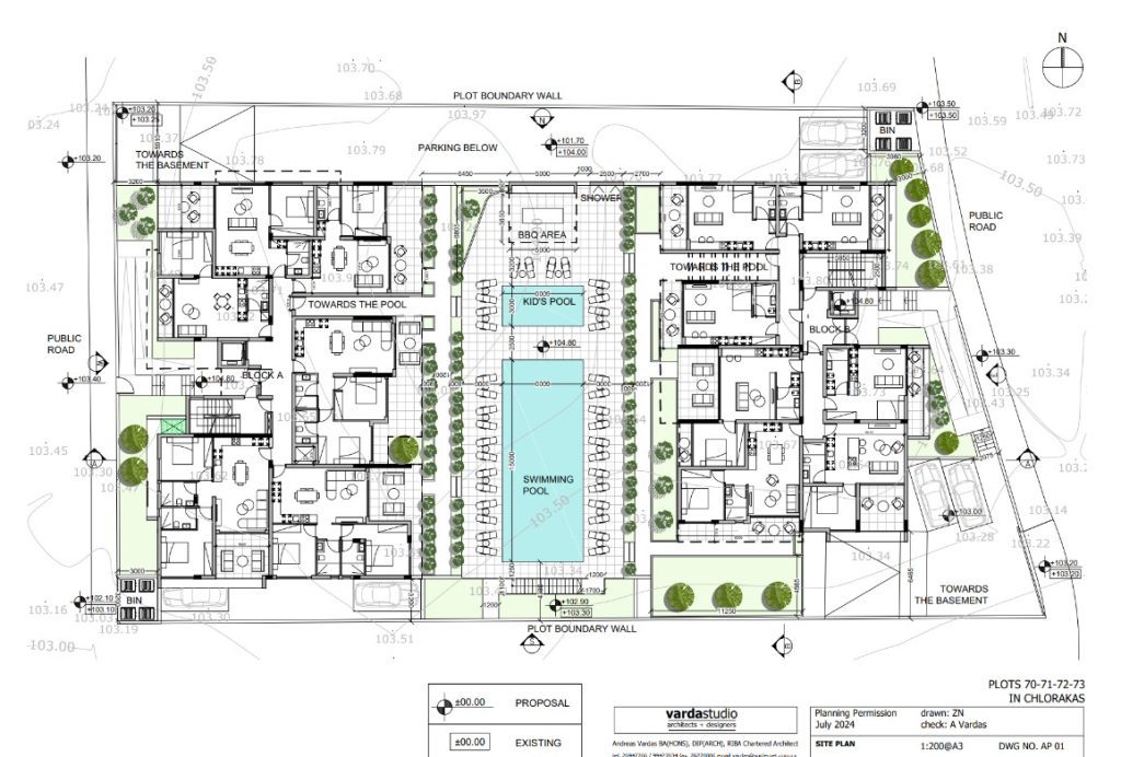 Masterplan of 38 luxury new apartments located in Chloraka, Pahpso, Cyprus